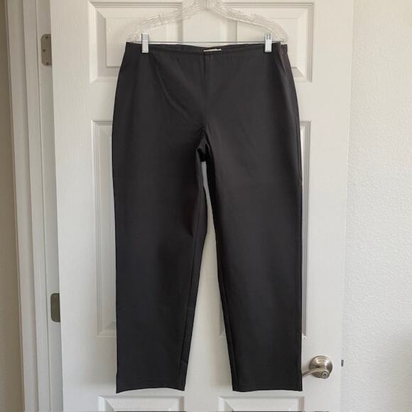 Eileen Fisher Pants Gray Chinos Organic Cotton Blend Stretch Side Zip Women's L - Picture 1 of 6